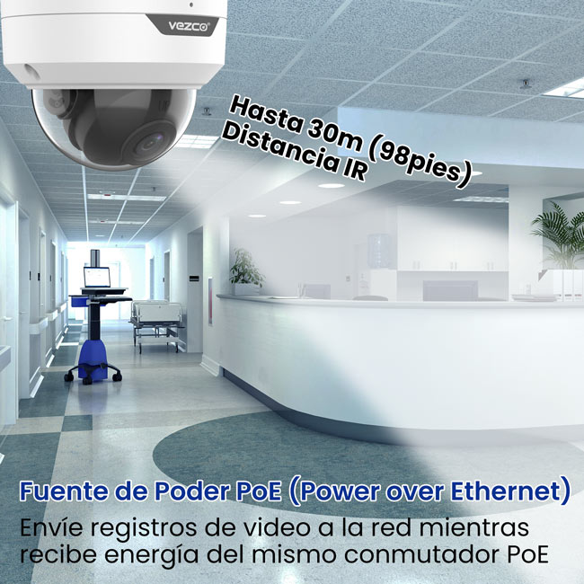 VZ-IP-D5230 - Cámara de red domo fija IR antivandálica HD de 5 MP